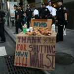 Protesters set food out for the NYPD
